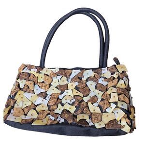 Mother of pearl shell encrusted black bag